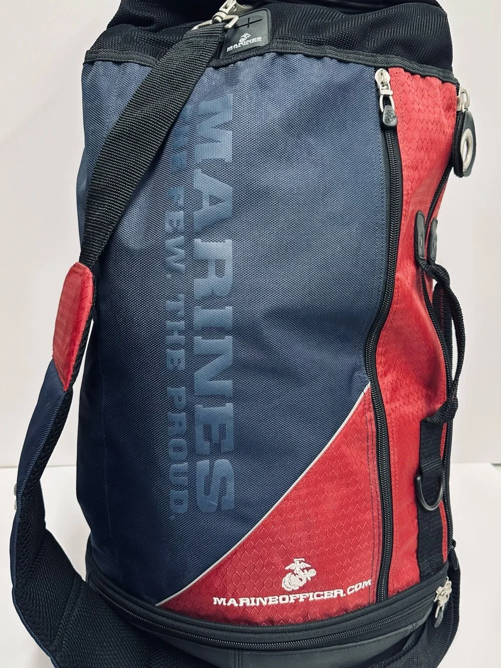 US Marine Corps USMC MarineOfficer.com Backpack Eagle Globe Anchor Red Navy